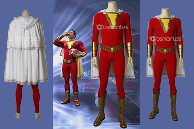 DC Film Shazam! Billy Batson Superhero Shazam Cosplay Costume With Boots