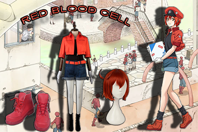 Cells At Work! Hataraku Saibou Erythrocyte Red Blood Cell Cosplay Costume